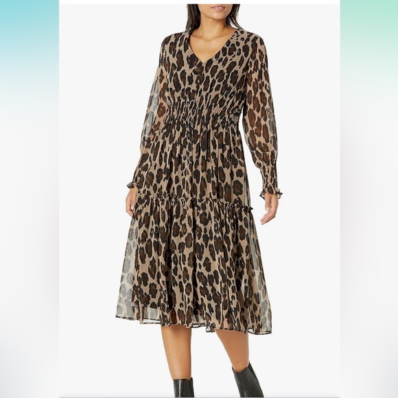Taylor Dresses Dresses & Skirts - Taylor Dresses Leopard Print Midi Dress